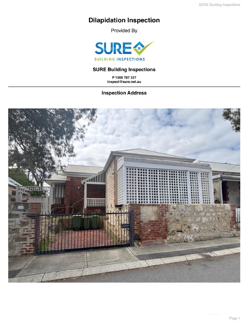 First page of a real SURE dilapidation inspection report