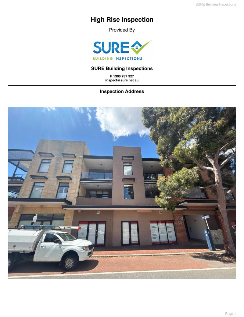First page of a real SURE high rise apartment inspection report