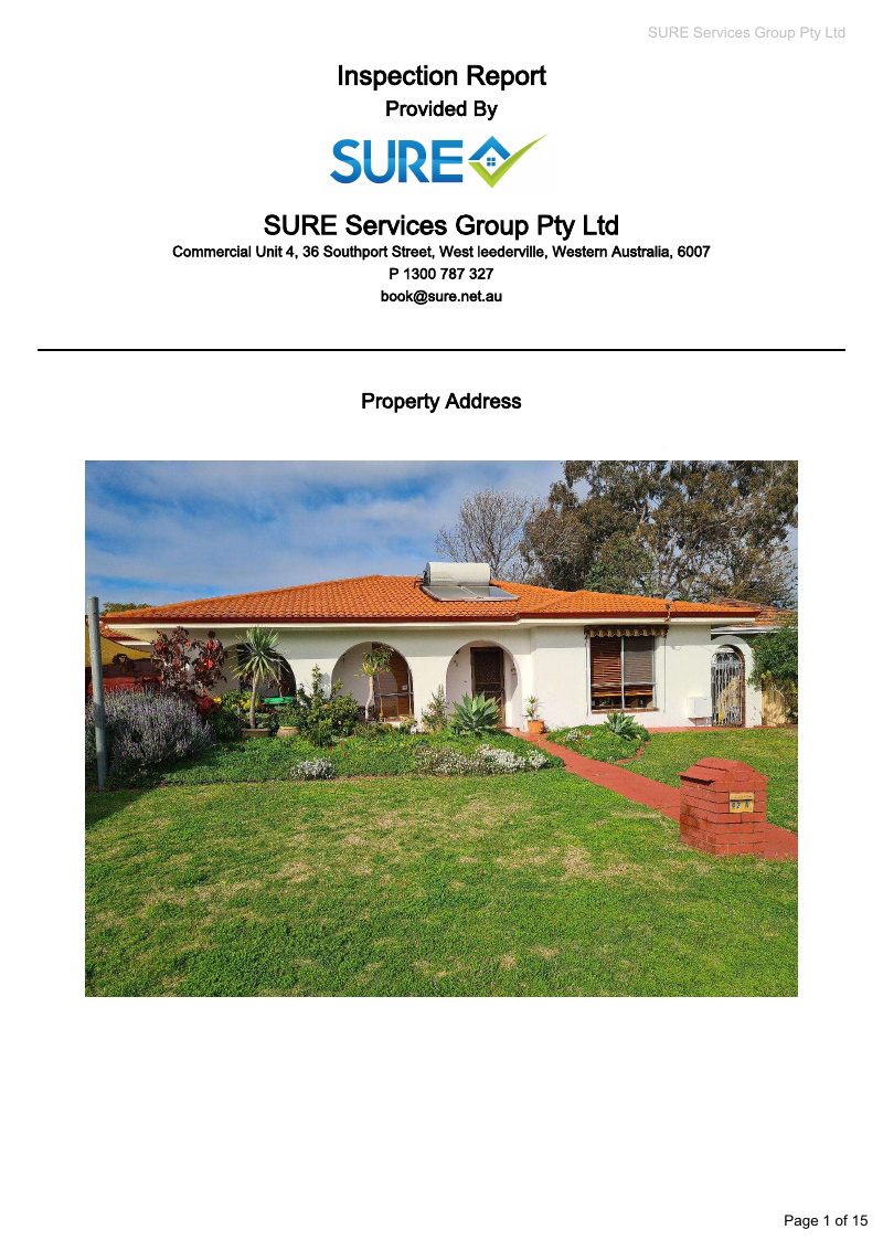 First page of a real SURE insurance event inspection report