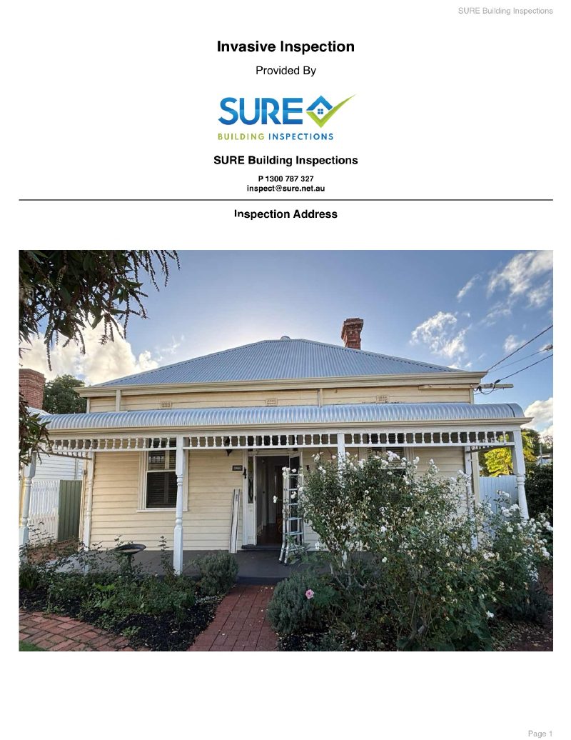 First page of a real SURE invasive building inspection report
