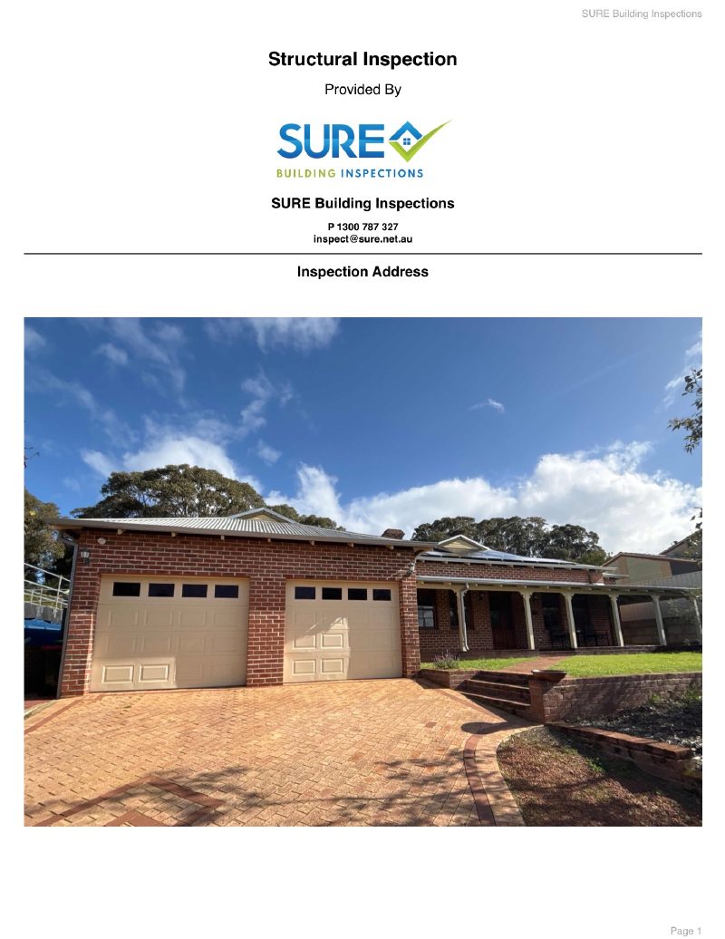 First page of a real SURE commercial structural building inspection report