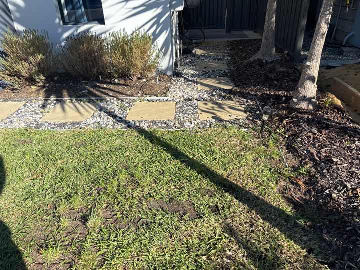 Mulch and Garden Beds Against Building Termite Conducive — real termite defect photographed in a SURE Building Inspections report