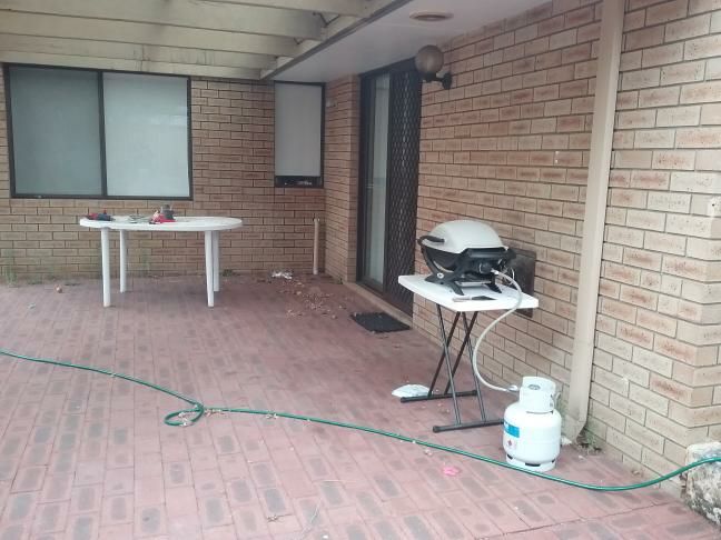 Damp on Exterior Wall from Gutter Leak — real moisture defect photographed in a SURE Building Inspections report