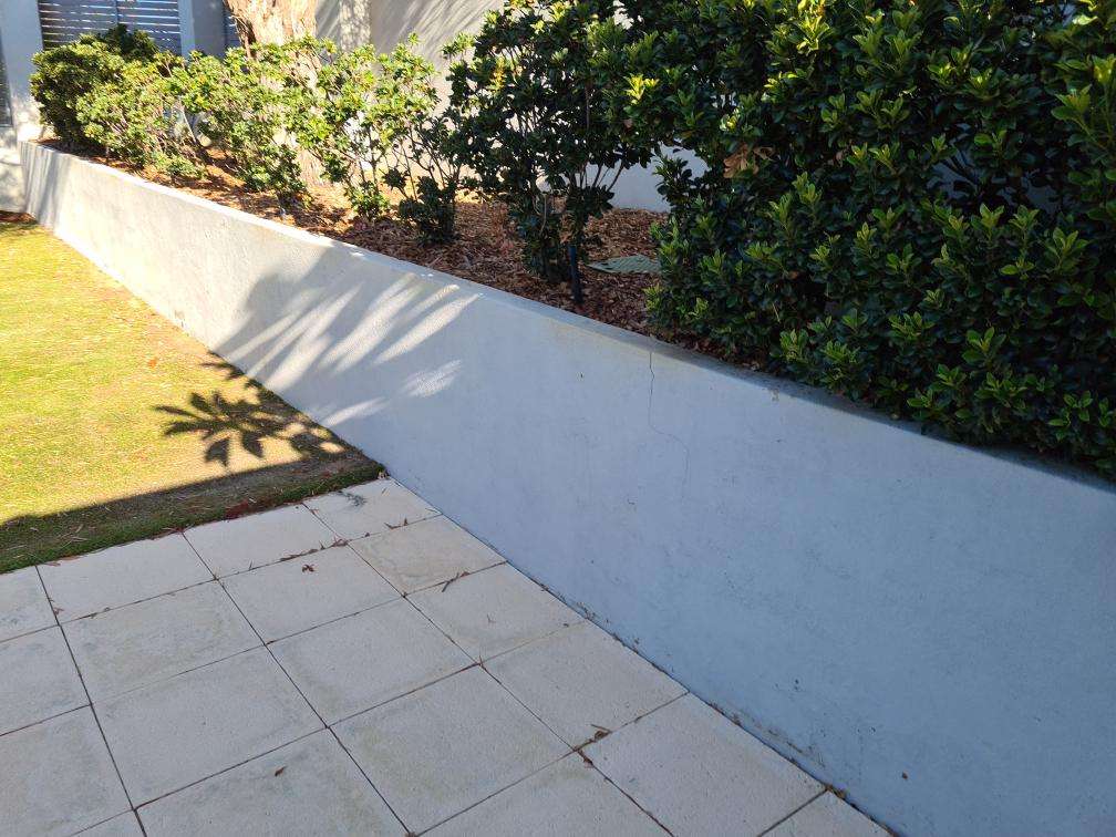 Deteriorated Exterior Render — real moisture defect photographed in a SURE Building Inspections report